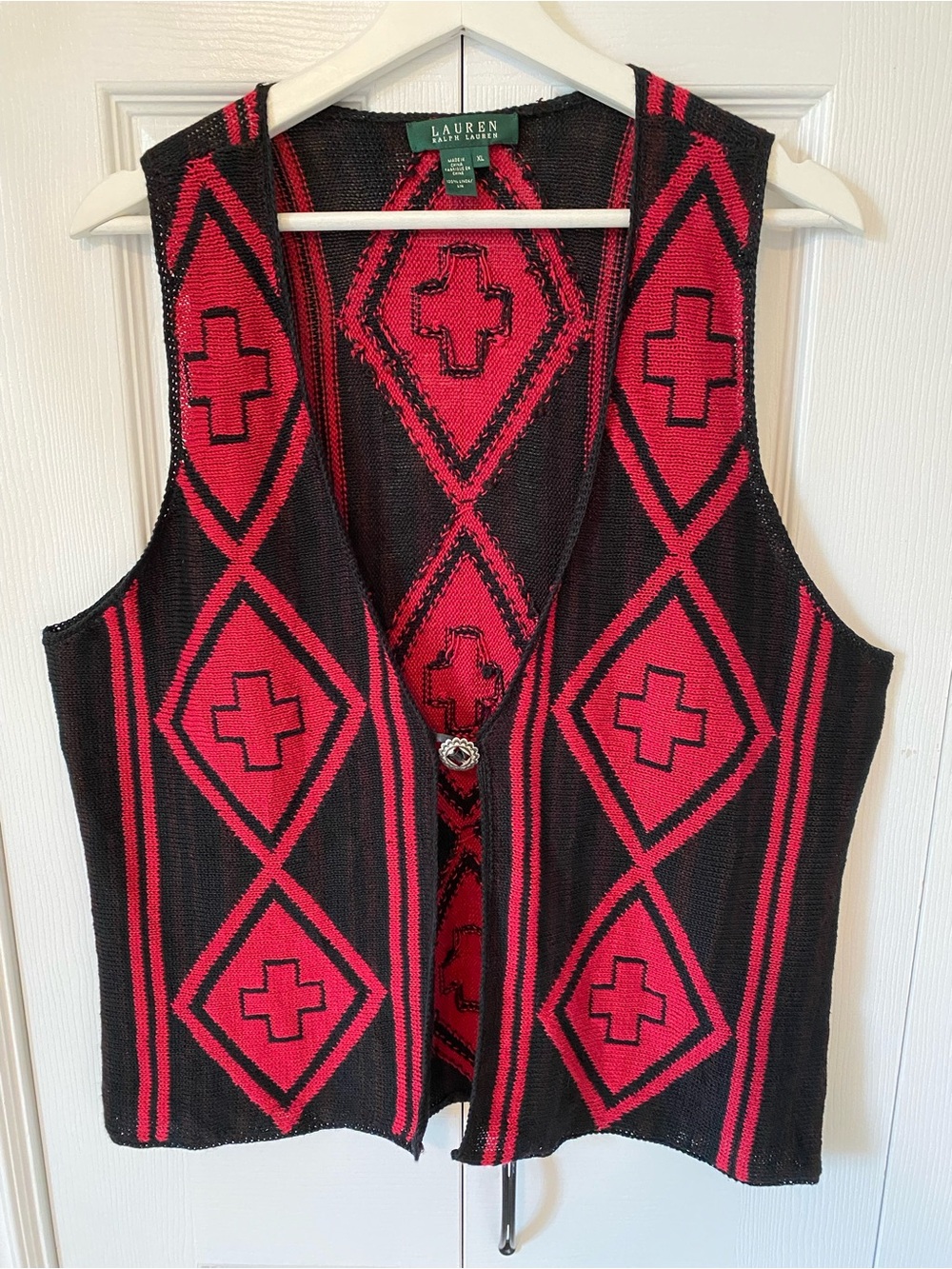Ralph Lauren 100% linen vintage Southwestern Concho vest Western Size XL